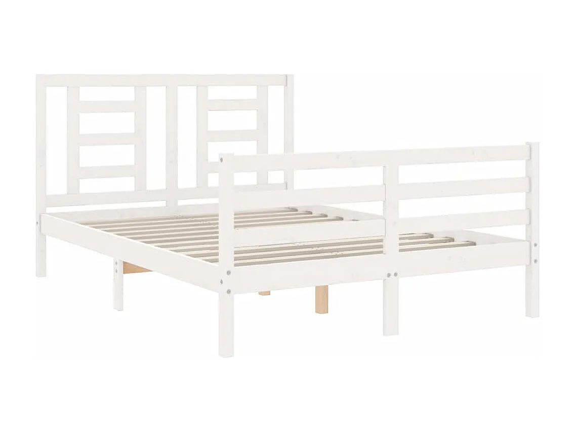 Lit double | Lit adulte | Cadre de lit blanc 140x200 cm bois massif