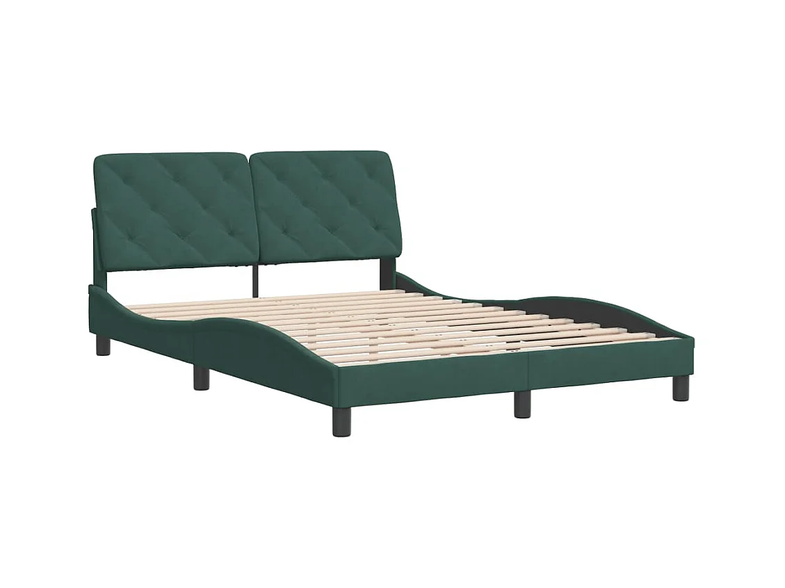 Lit double | Lit adulte | Cadre de lit vert foncé 140x190 cm velours
