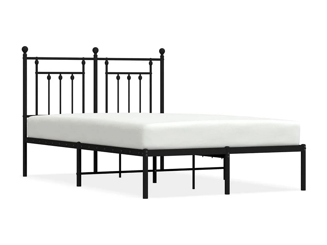 Lit simple | Lit adulte, enfant | Cadre de lit métal avec tête de lit noir 120x190cm