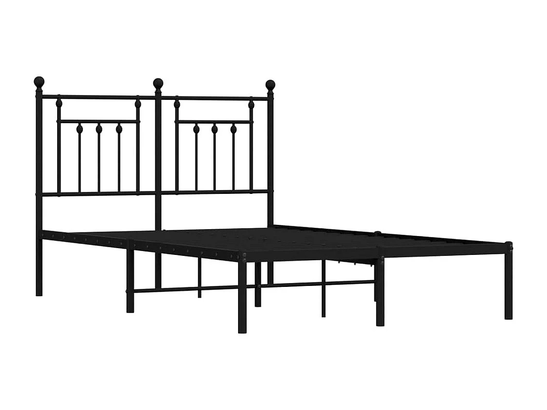 Lit simple | Lit adulte, enfant | Cadre de lit métal avec tête de lit noir 120x190cm