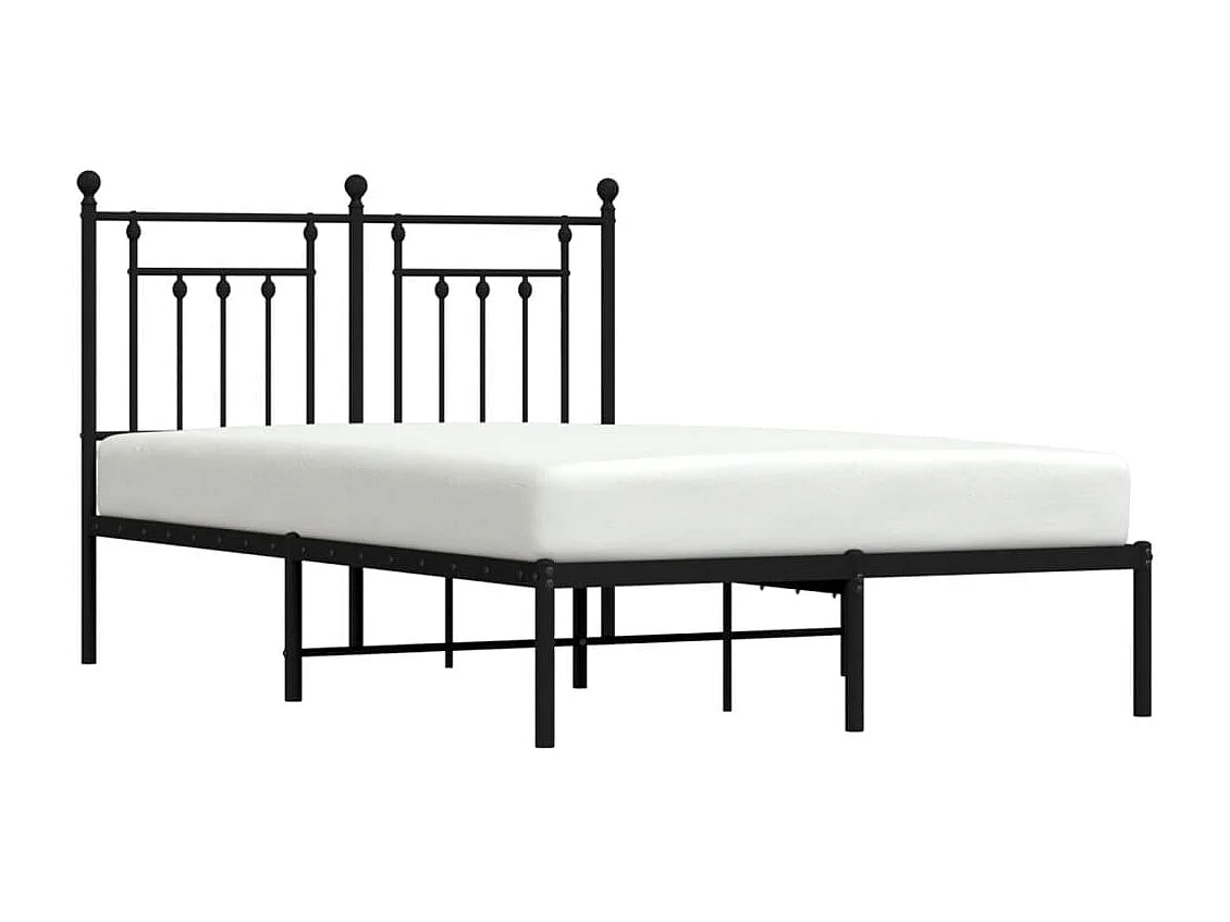 Lit simple | Lit adulte, enfant | Cadre de lit métal avec tête de lit noir 120x190cm