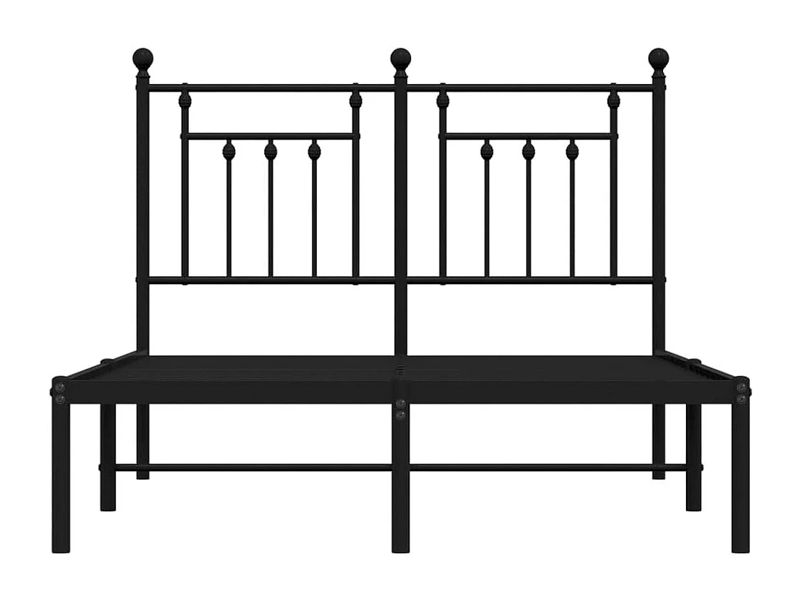 Lit simple | Lit adulte, enfant | Cadre de lit métal avec tête de lit noir 120x190cm