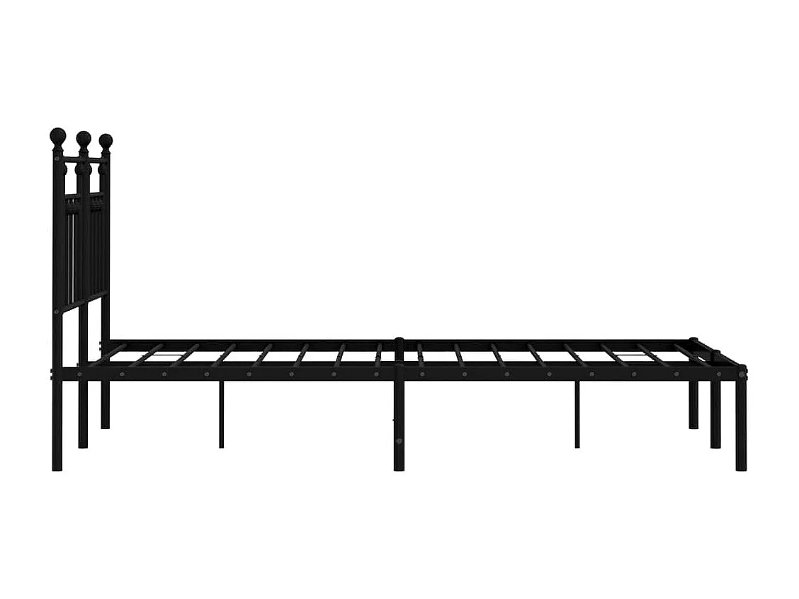 Lit simple | Lit adulte, enfant | Cadre de lit métal avec tête de lit noir 120x190cm