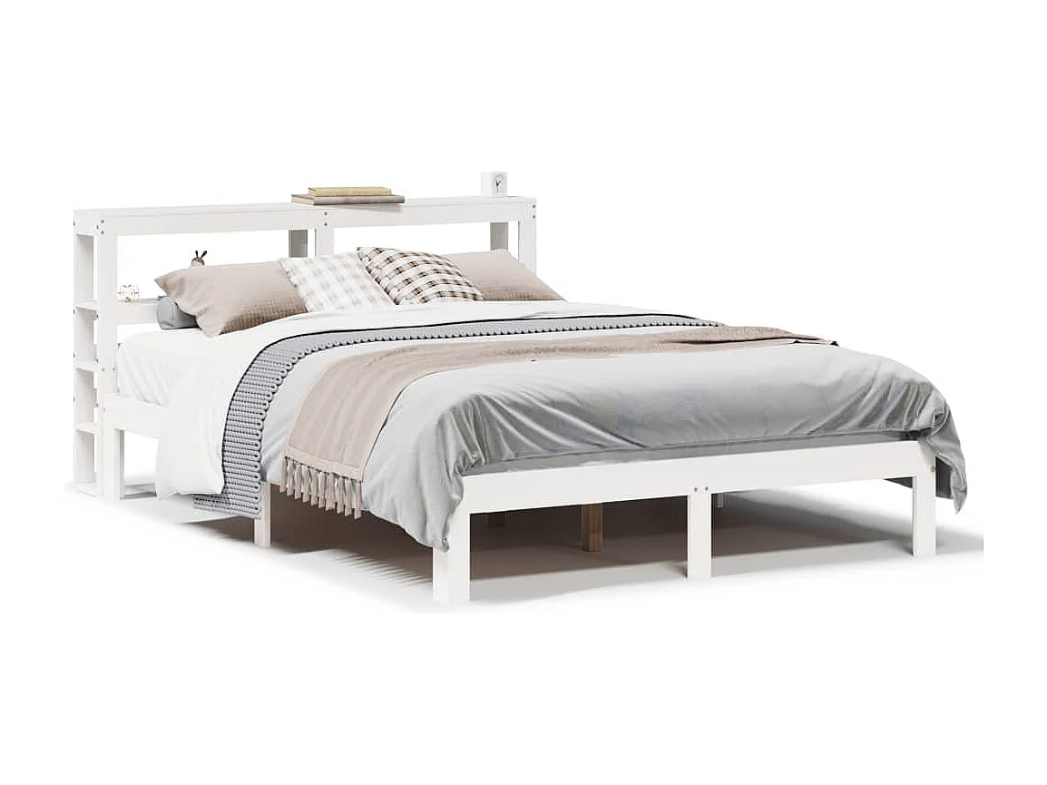 Lit double | Lit adulte | Cadre de lit avec tête de lit blanc 140x190 cm