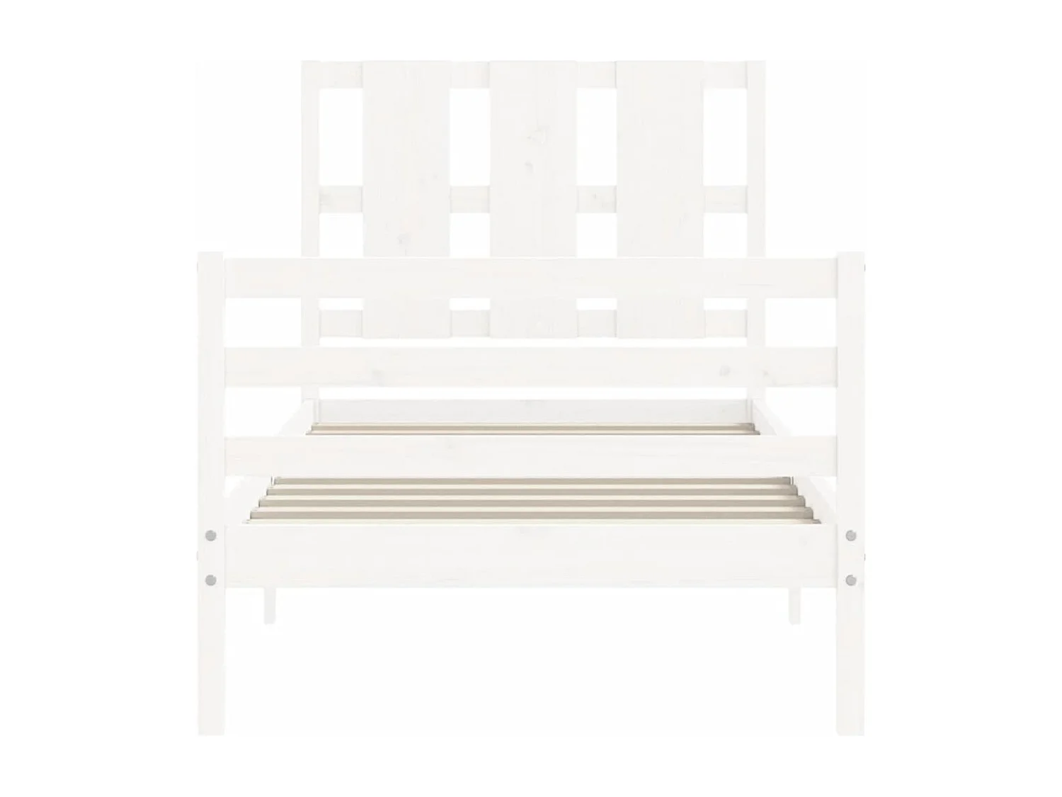 Lit simple | Lit adulte, enfant | Cadre de lit blanc bois massif 90x190 cm