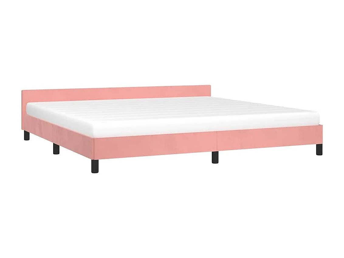 Lit double | Lit adulte | Cadre de lit et tête de lit rose 200x200cm velours