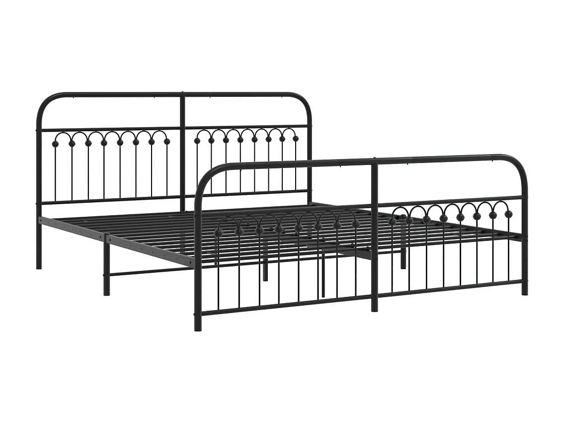 Lit double | Lit adulte | Cadre de lit métal avec pied de lit noir 183x203cm