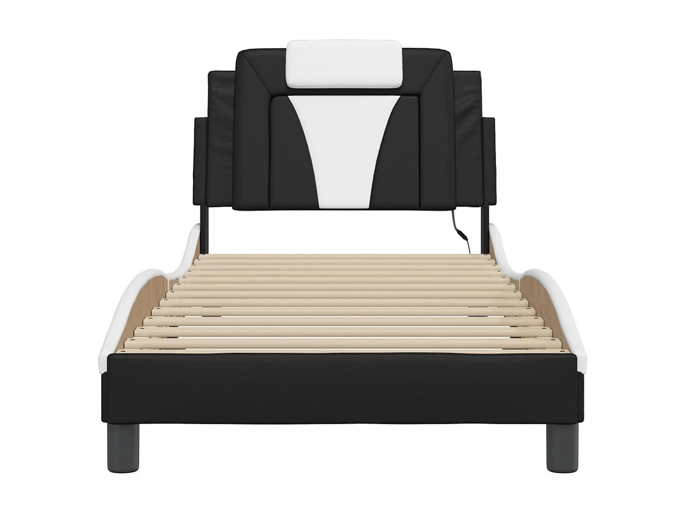 Lit simple | Lit adulte, enfant | Cadre de lit avec LED noir et blanc 90x190 cm