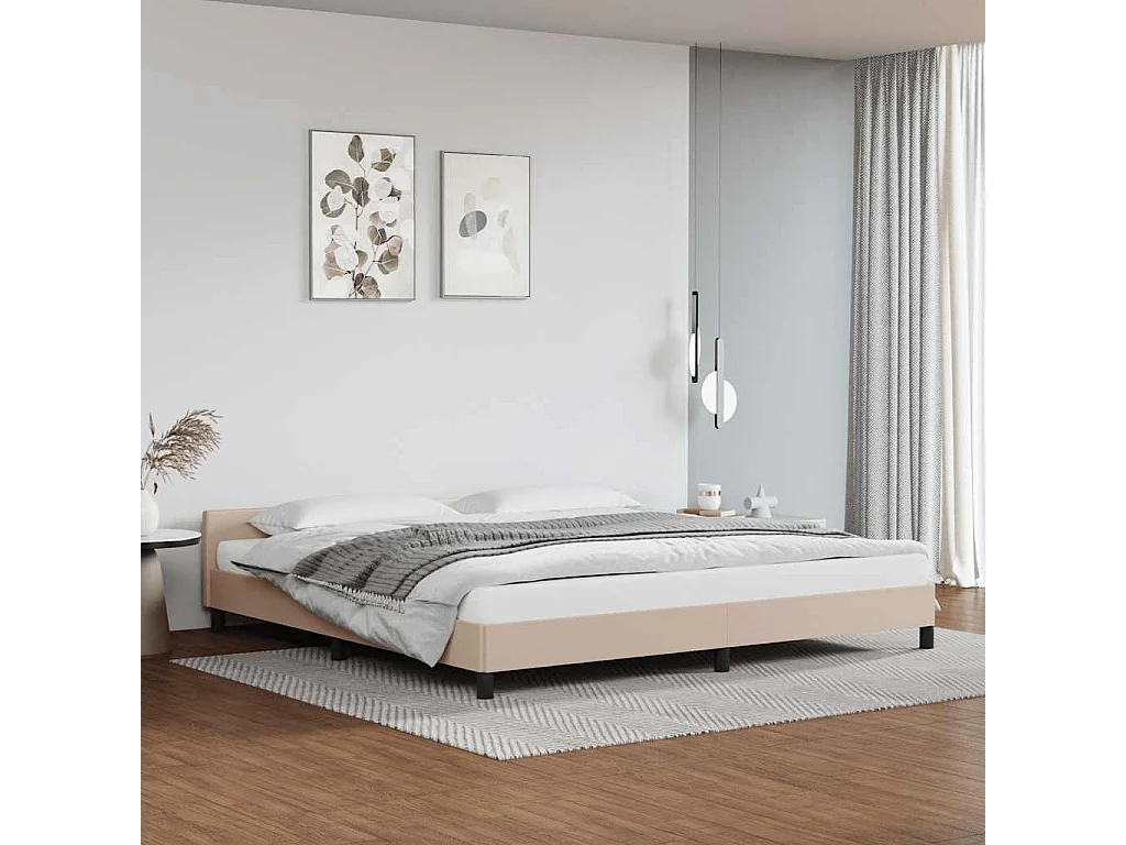 Lit double | Lit adulte | Cadre de lit avec tête de lit cappuccino 200x200cm