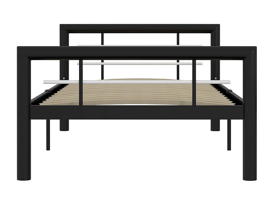 Lit simple | Lit adulte, enfant | Cadre de lit noir et blanc métal 90x200 cm