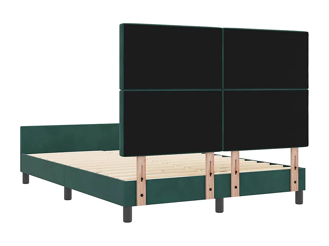 Lit double | Lit adulte | Cadre de lit avec tête de lit Vert foncé 140x200 cm Velours