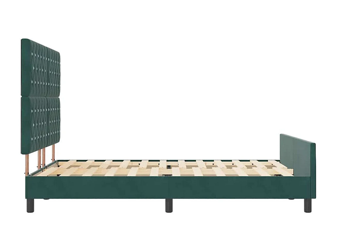 Lit double | Lit adulte | Cadre de lit avec tête de lit Vert foncé 140x200 cm Velours