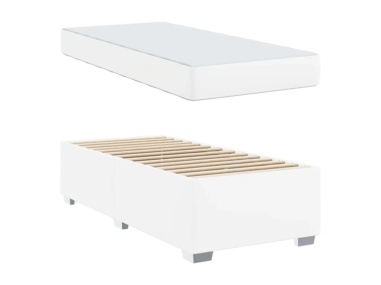 Lit simple | Lit adulte, enfant | Cadre de lit Blanc 90x200 cm Faux cuir