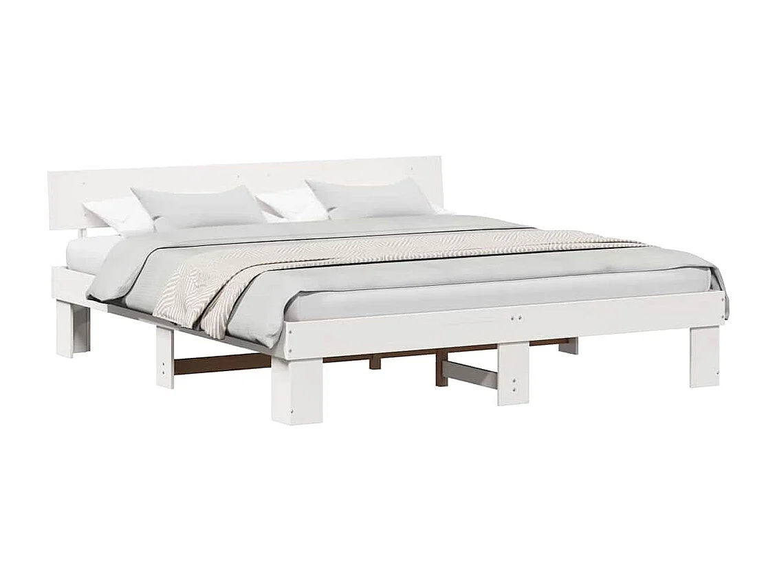 Lit double | Lit adulte | Cadre de lit Blanc 180x200 cm Bois massif en pin