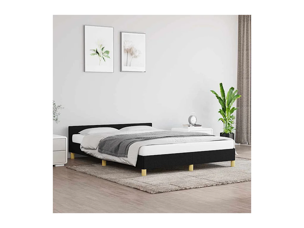 Lit double | Lit adulte | Cadre de lit noir 140x190 cm tissu