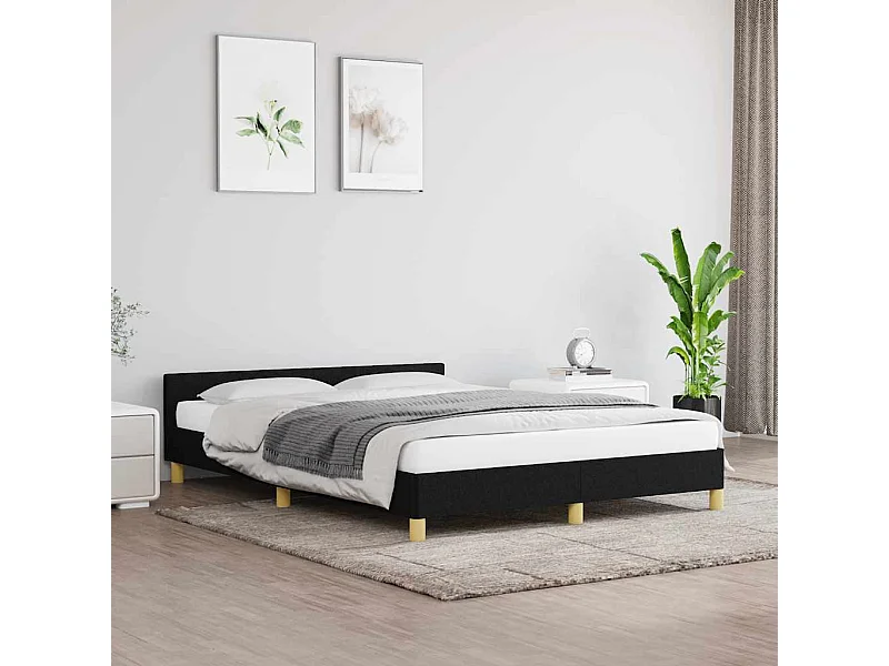 Lit double | Lit adulte | Cadre de lit noir 140x190 cm tissu