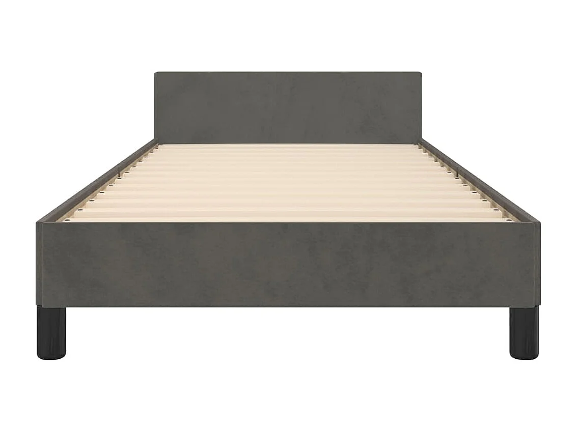 Lit simple | Lit adulte, enfant | Cadre de lit gris foncé 90x190 cm velours
