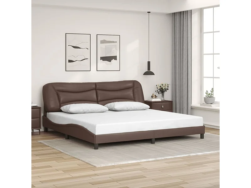 Lit double | Lit adulte | Cadre de lit marron 200x200 cm similicuir