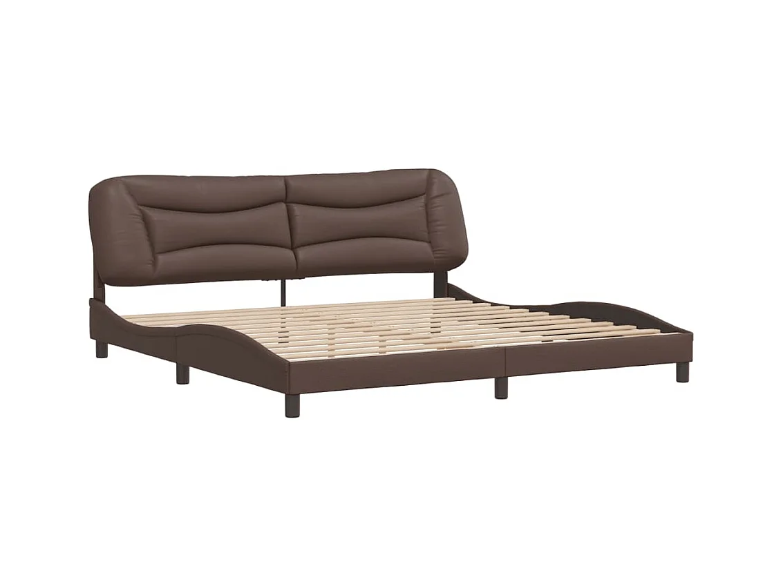 Lit double | Lit adulte | Cadre de lit marron 200x200 cm similicuir