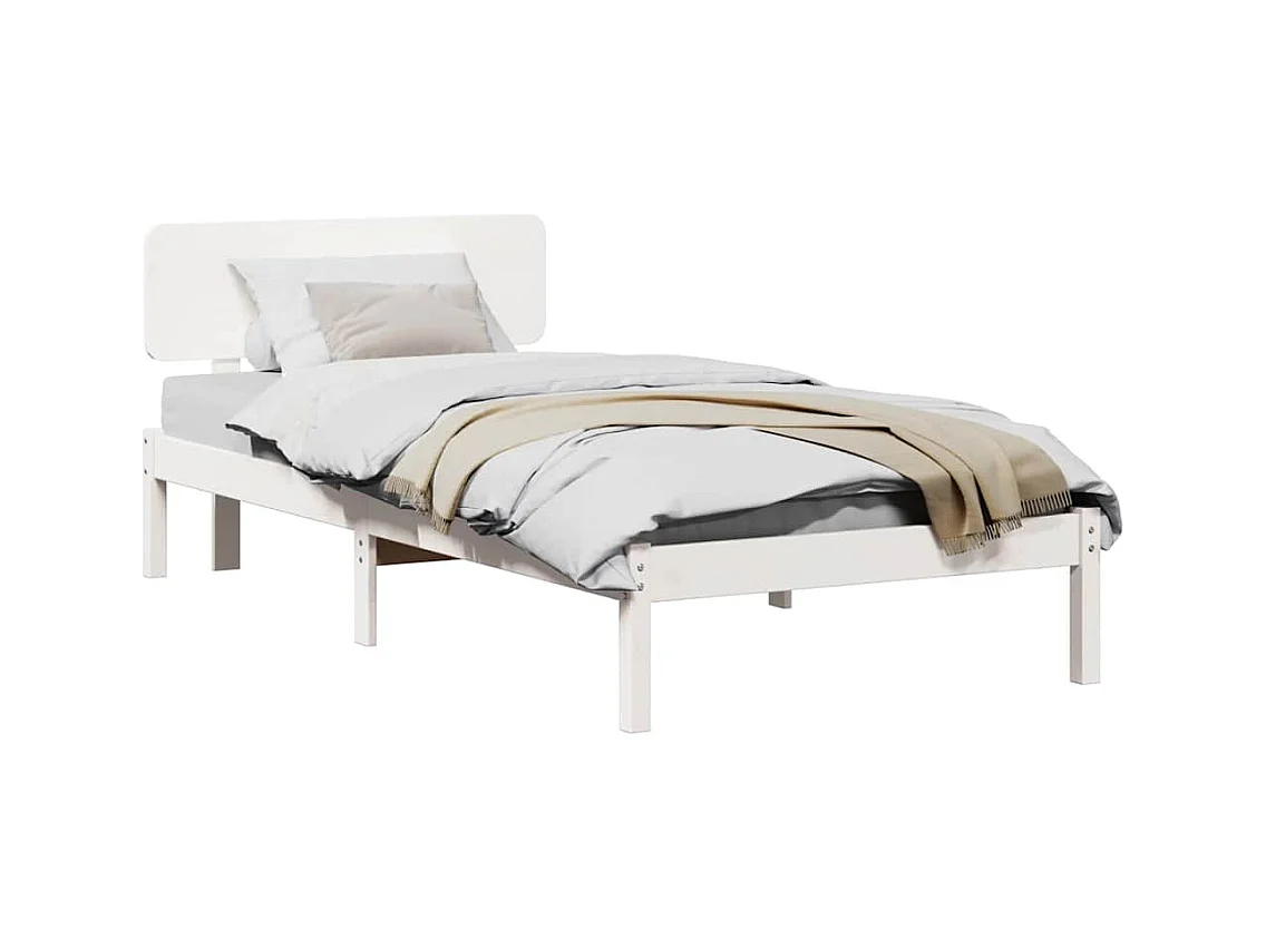 Lit simple | Lit adulte, enfant | Cadre de lit Blanc 90x200 cm Bois massif en pin