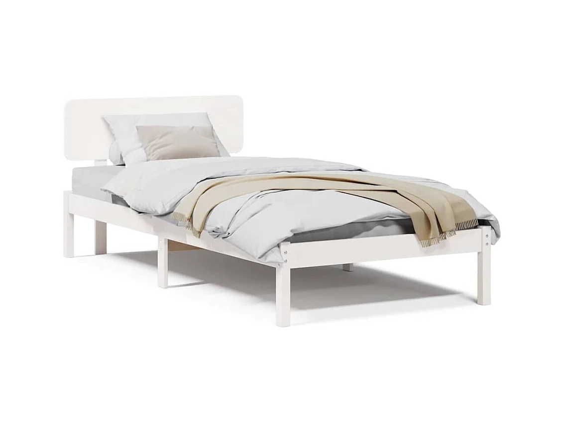 Lit simple | Lit adulte, enfant | Cadre de lit Blanc 90x200 cm Bois massif en pin