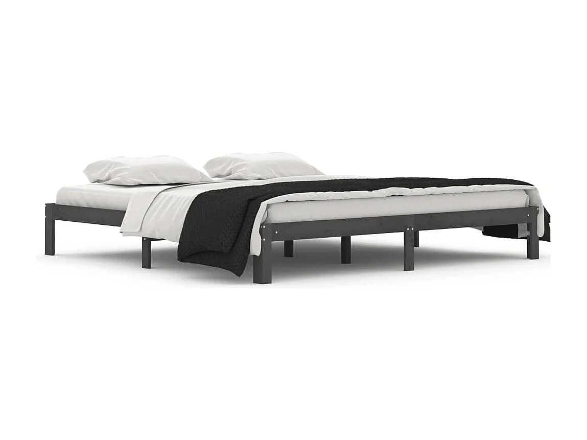 Lit double | Lit adulte | Cadre de lit bois massif de pin gris 200x200 cm