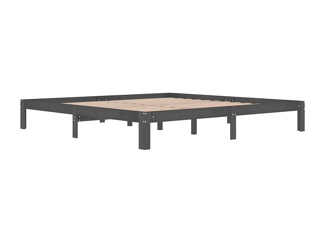 Lit double | Lit adulte | Cadre de lit bois massif de pin gris 200x200 cm