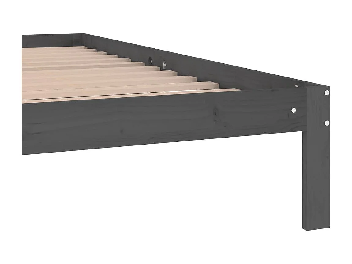 Lit double | Lit adulte | Cadre de lit bois massif de pin gris 200x200 cm