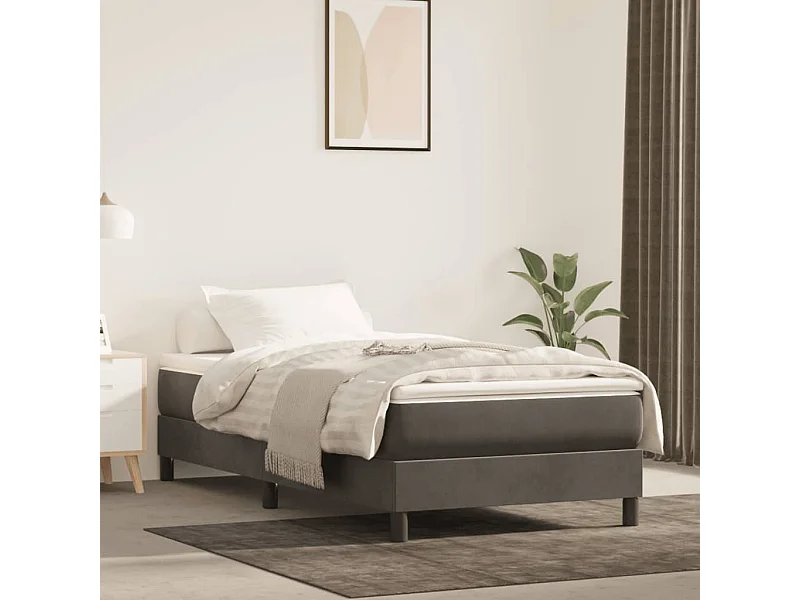 Lit simple | Lit adulte, enfant | Cadre de lit gris foncé 80x200 cm velours