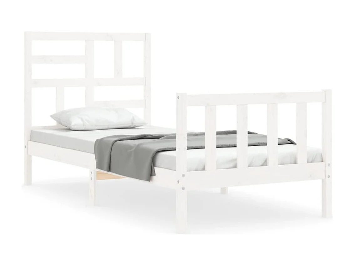 Lit simple | Lit adulte, enfant | Cadre de lit blanc 90x200 cm bois de pin massif