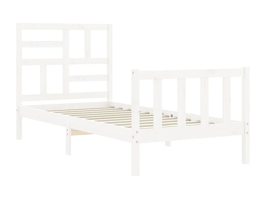 Lit simple | Lit adulte, enfant | Cadre de lit blanc 90x200 cm bois de pin massif
