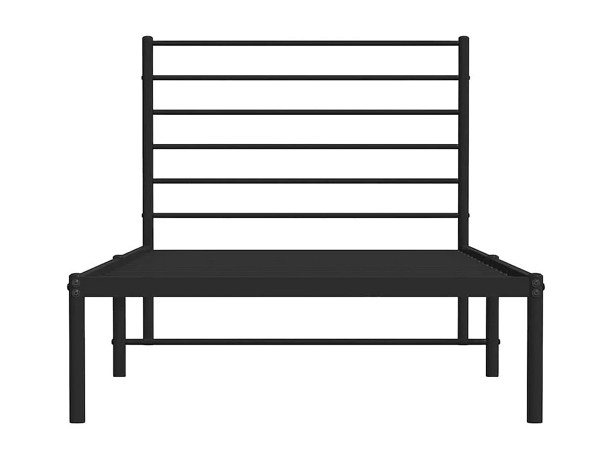 Lit simple | Lit adulte, enfant | Cadre de lit métal avec tête de lit noir 100x190cm