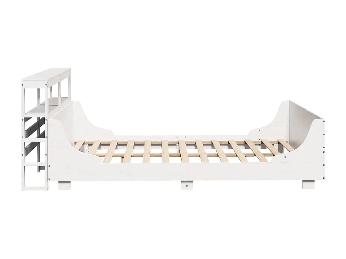 Lit double | Lit adulte | Cadre de lit blanc 140x200 cm bois de pin massif