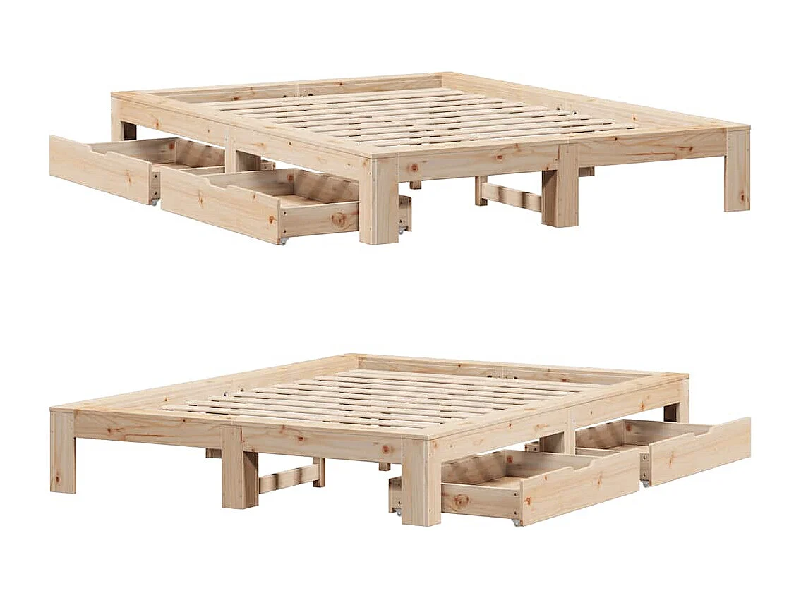 Lit double | Lit adulte | Cadre de lit 150x200 cm bois de pin massif