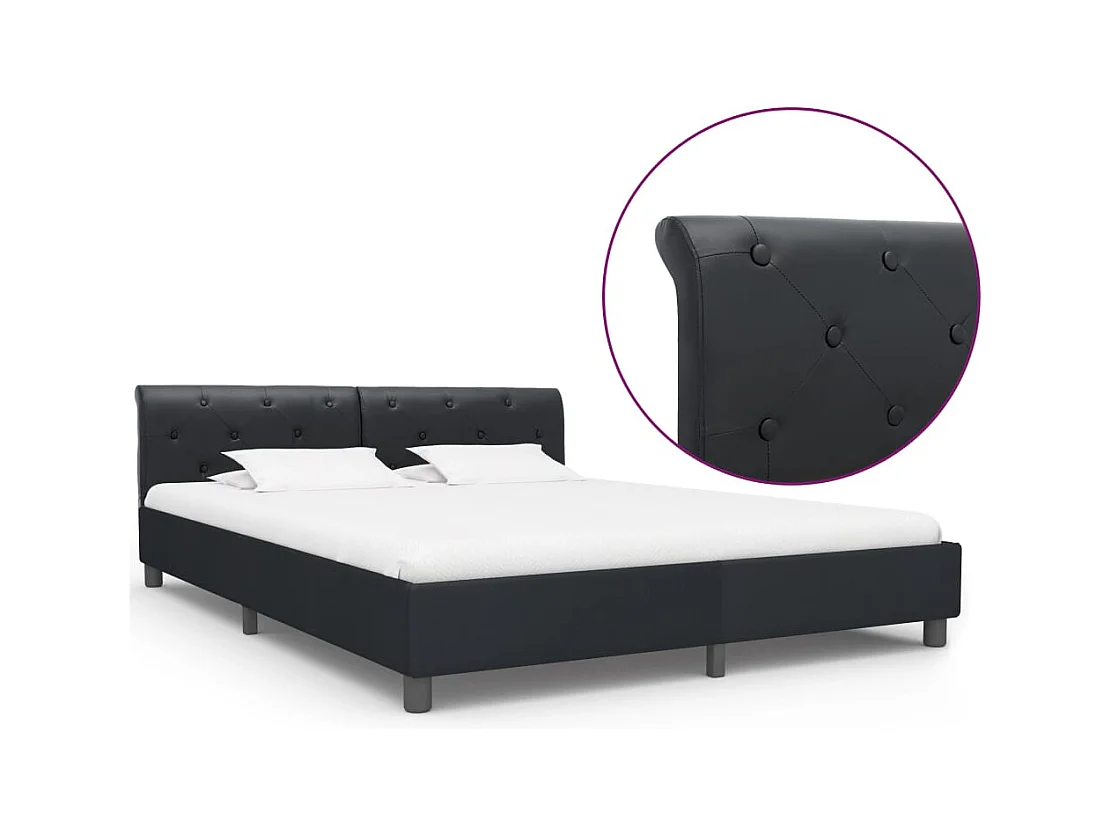 Lit double | Lit adulte | Cadre de lit Noir Similicuir 160x200 cm