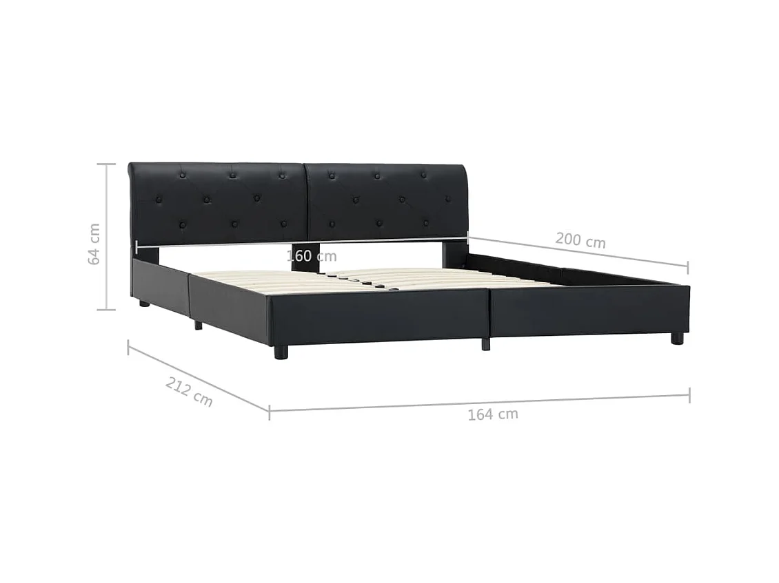 Lit double | Lit adulte | Cadre de lit Noir Similicuir 160x200 cm