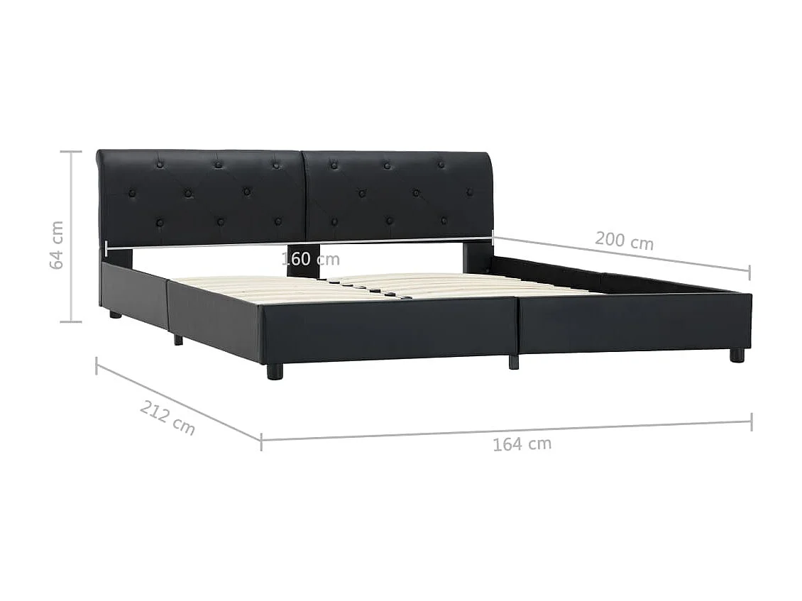 Lit double | Lit adulte | Cadre de lit Noir Similicuir 160x200 cm