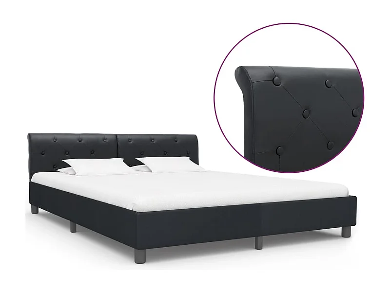 Lit double | Lit adulte | Cadre de lit Noir Similicuir 160x200 cm