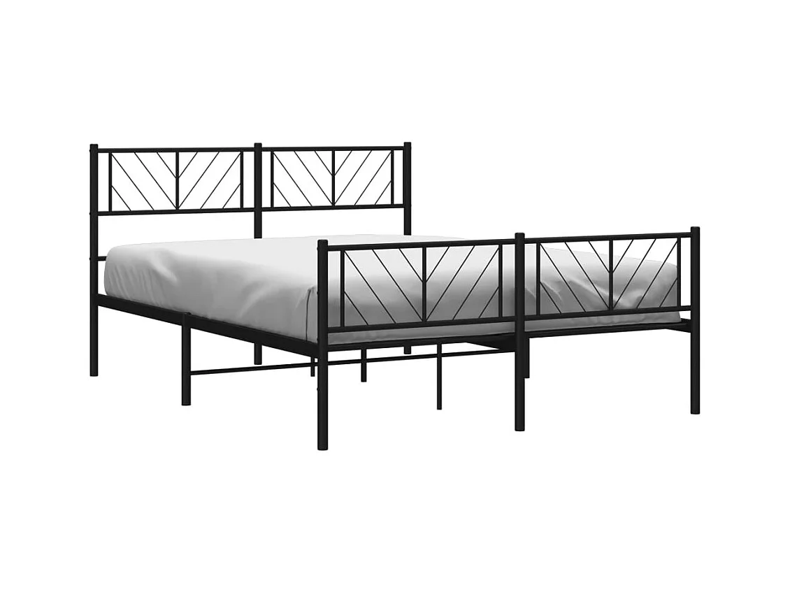 Lit simple | Lit adulte, enfant | Cadre de lit métal avec pied de lit noir 120x200cm