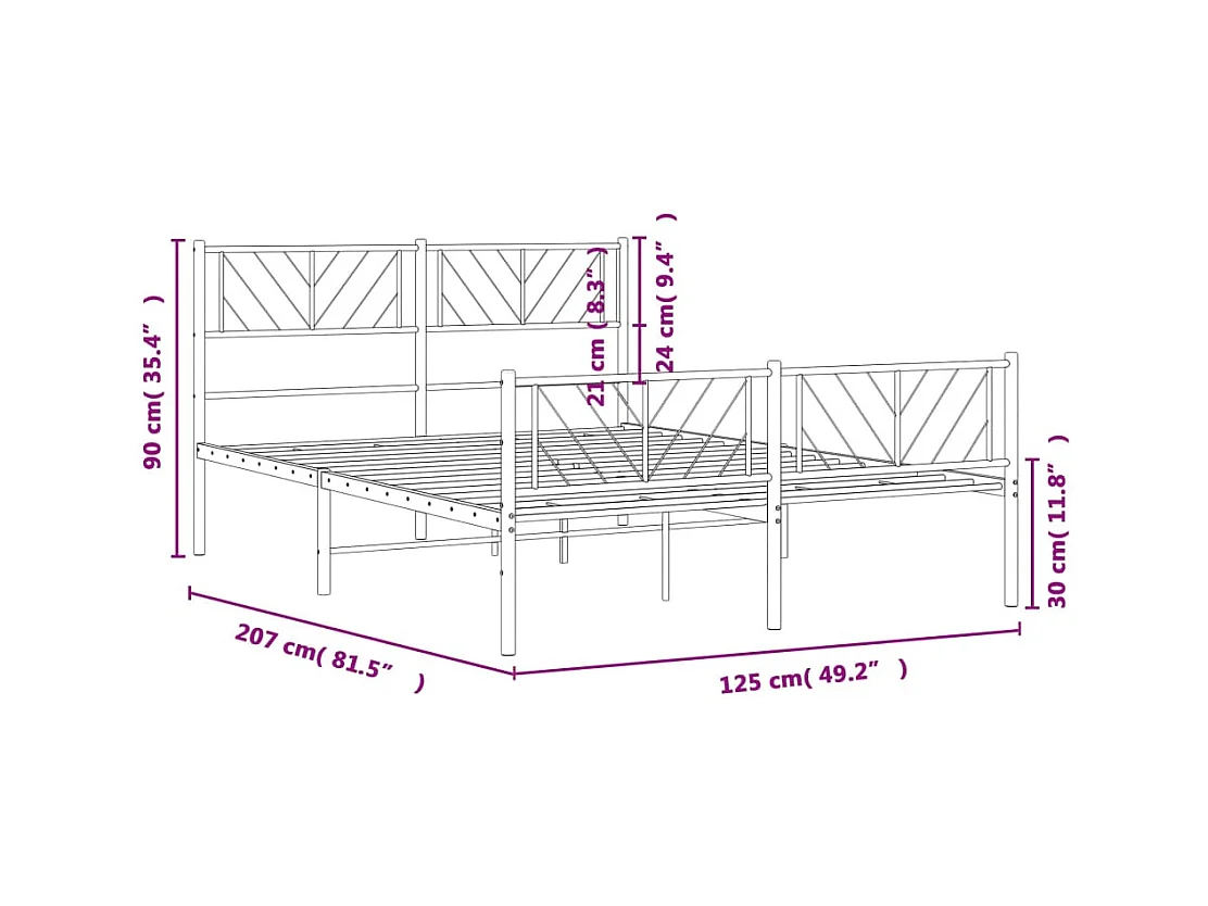 Lit simple | Lit adulte, enfant | Cadre de lit métal avec pied de lit noir 120x200cm
