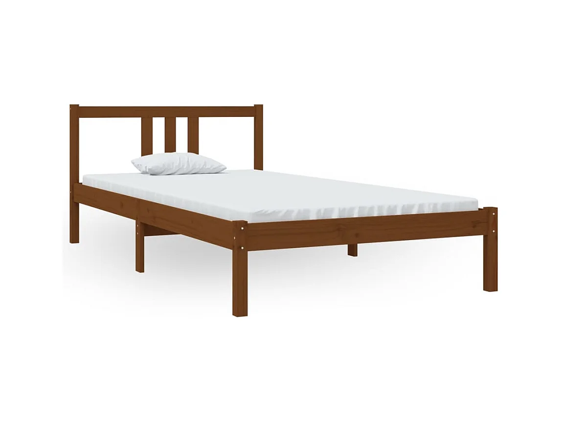 Lit simple | Lit adulte, enfant | Cadre de lit marron miel bois massif 100x200 cm