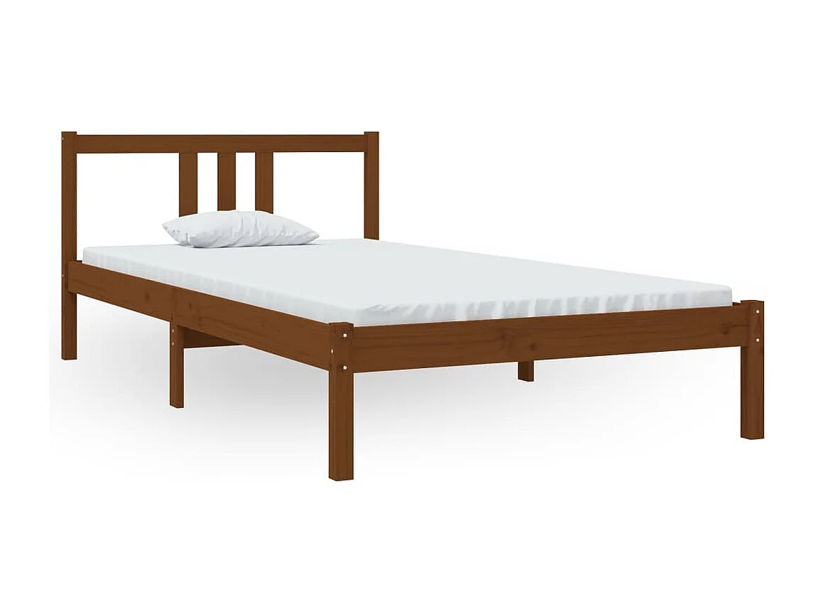 Lit simple | Lit adulte, enfant | Cadre de lit marron miel bois massif 100x200 cm
