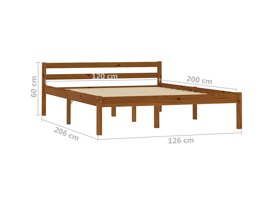 Lit simple | Lit adulte, enfant | Cadre de lit marron miel pin massif 120x200 cm