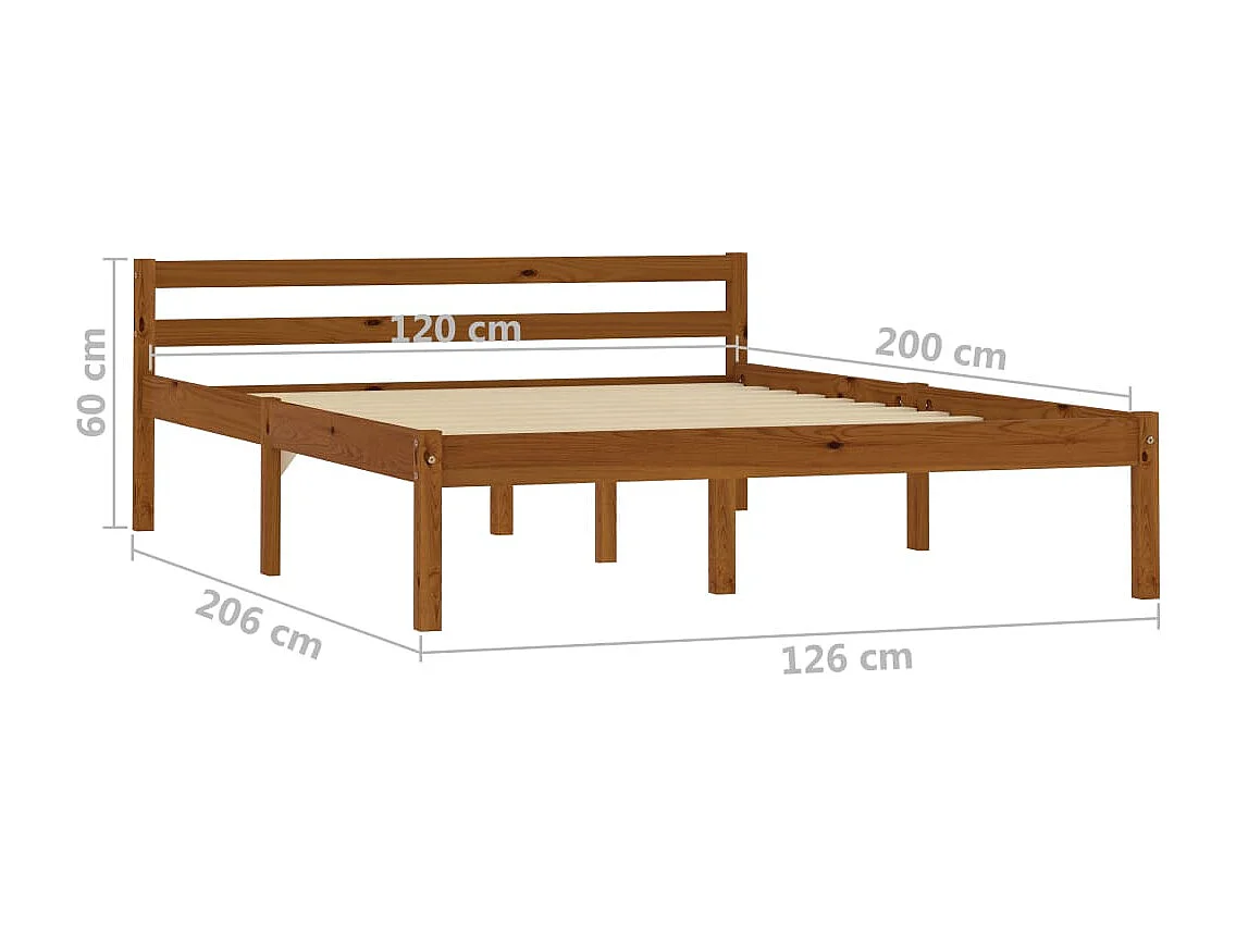 Lit simple | Lit adulte, enfant | Cadre de lit marron miel pin massif 120x200 cm
