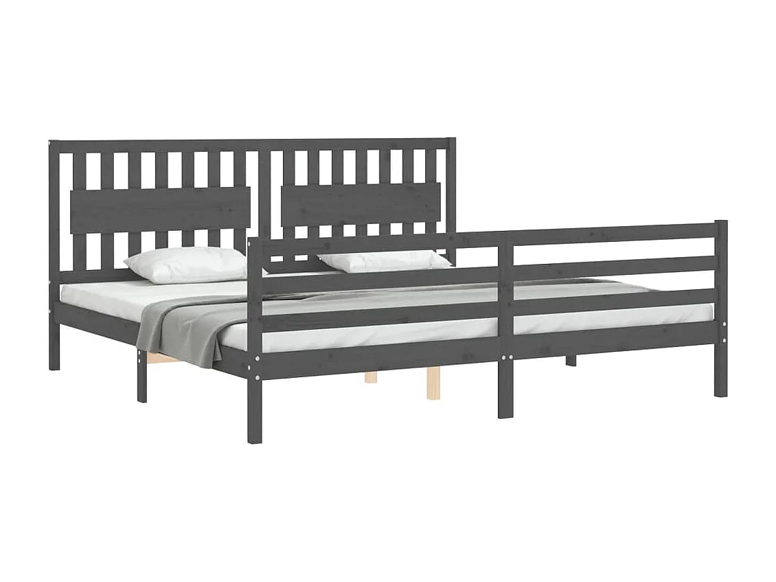 Lit double | Lit adulte | Cadre de lit gris 200x200 cm bois massif