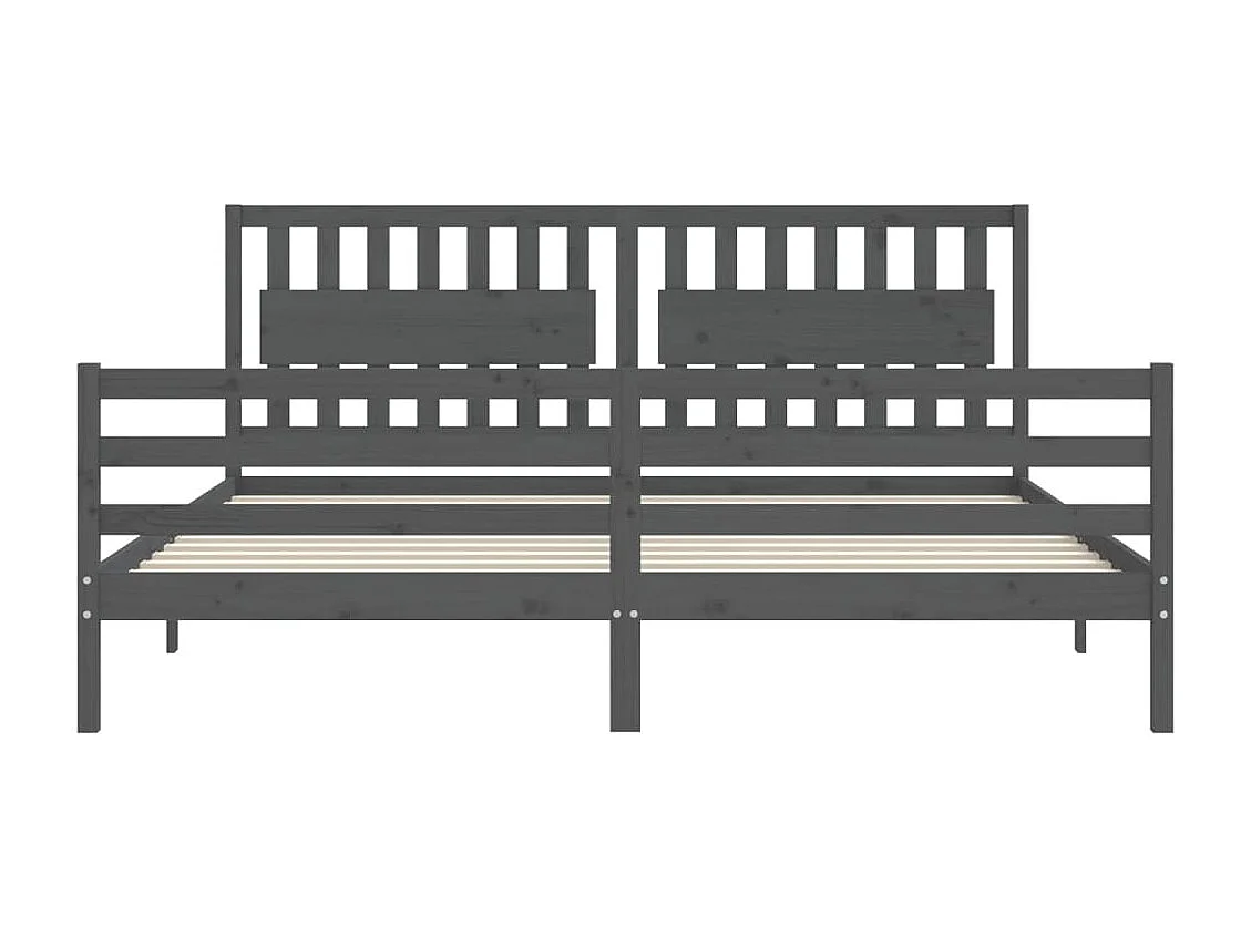 Lit double | Lit adulte | Cadre de lit gris 200x200 cm bois massif