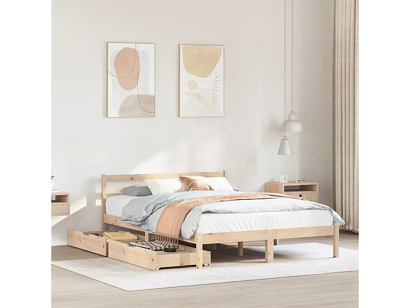 Lit double | Lit adulte | Cadre de lit 160x200 cm bois massif de pin