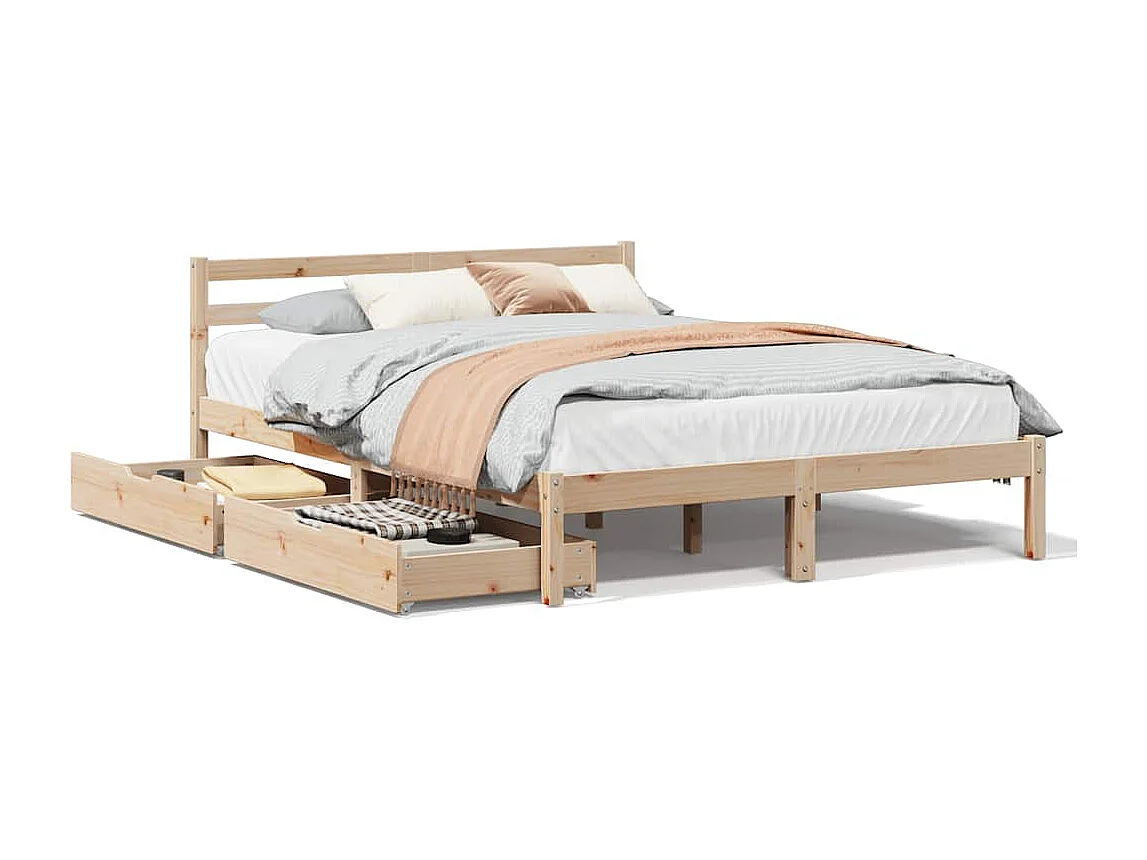 Lit double | Lit adulte | Cadre de lit 160x200 cm bois massif de pin