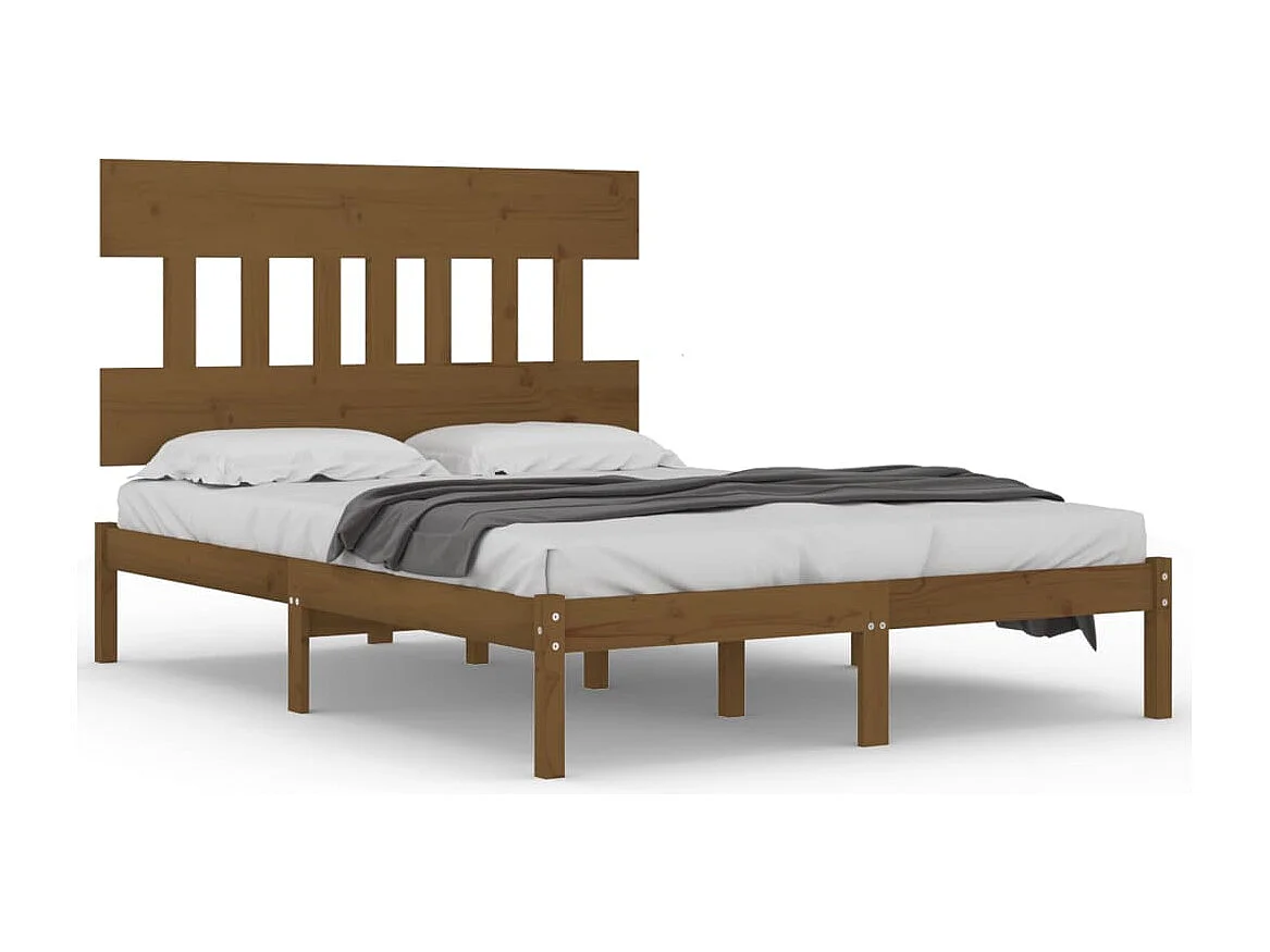 Lit double | Lit adulte | Cadre de lit marron miel 200x200 cm bois massif