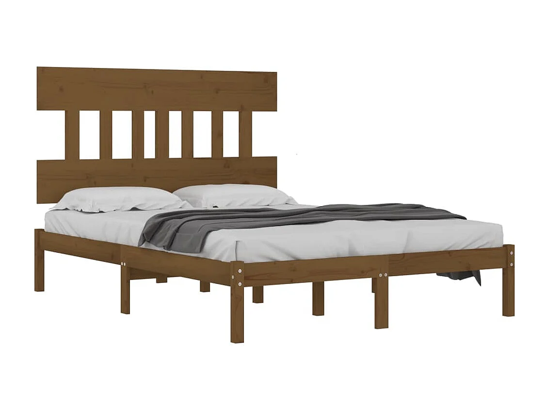 Lit double | Lit adulte | Cadre de lit marron miel 200x200 cm bois massif
